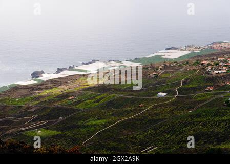 Vulkanische Landschaft, Hügel in Fuencaliente, La Palma, Kanarische Inseln. Stockfoto