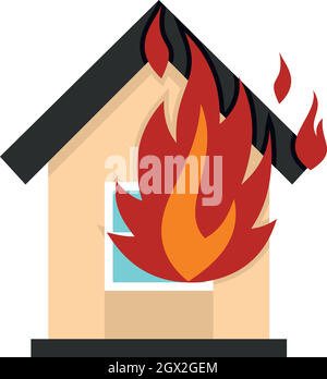 Flammen von Haus Fenstersymbol, flachen Stil Stock Vektor