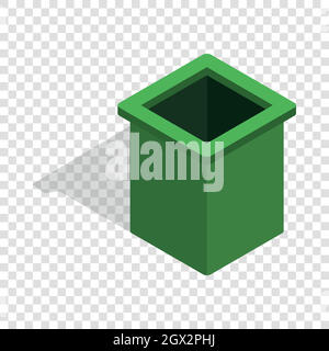 Grüne Papierkorbsymbol isometrische Stock Vektor