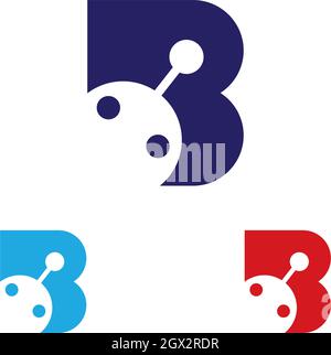 Roboter mit B-Buchstaben-Logo-Vektor-Vorlage Stock Vektor
