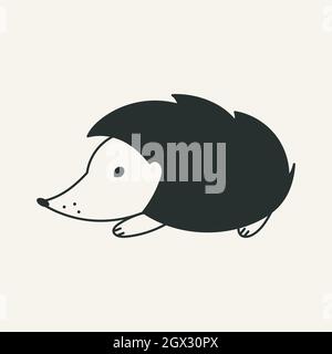 Igel-Symbol. Vektor. Schwarzes, flaches Design. Weißer Hintergrund Stock Vektor