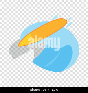 Surfbrett mit isometrischen Wave-Ikone Stock Vektor