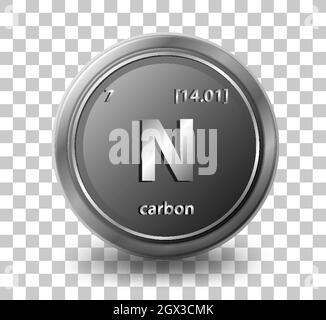 Chemisches Element. Chemisches Symbol mit Ordnungszahl und atomarer Masse. Stock Vektor