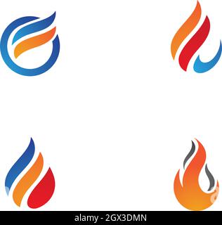 Feuer Flamme Logo Vorlage Vektor Icon Öl-, Gas- und Energiewirtschaft Logokonzept Stock Vektor