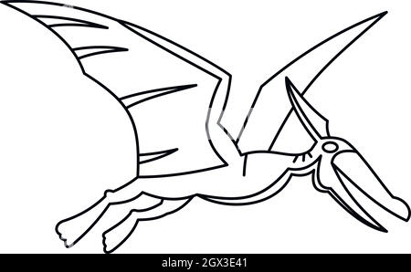 Winged Dinosaurier Symbol, outline Style Stock Vektor