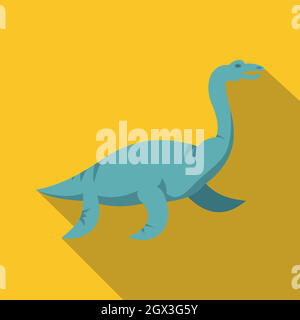 Blau elasmosaurine Dinosaurier Symbol, flacher Stil Stock Vektor