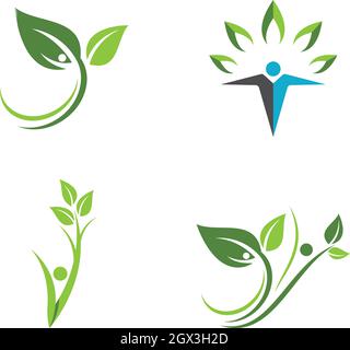 Menschlicher Charakter, Green Life Logo Zeichen Stock Vektor