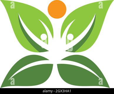 Menschlicher Charakter, Green Life Logo Zeichen Stock Vektor