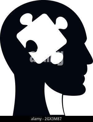Kopf mit puzzle Symbol, einfachen Stil Stock Vektor