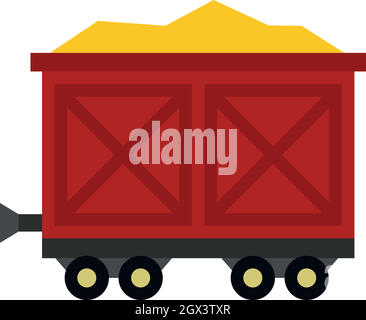 Warenkorb auf Rädern mit gold Symbol, flachen Stil Stock Vektor