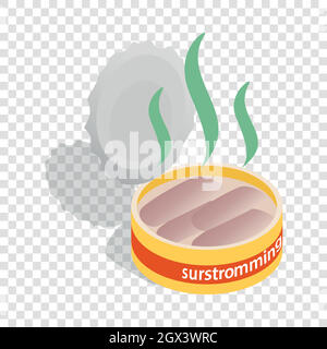 Kann der Surstomming, dänische fermentierten Hering-Symbol Stock Vektor