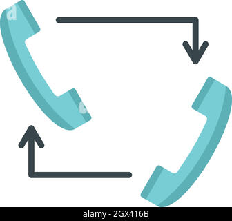 Blaue Handys mit Pfeile-Symbol, flachen Stil Stock Vektor