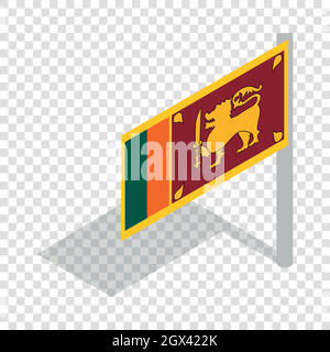 Fahne von Sri Lanka mit Fahnenmast isometrische Symbol Stock Vektor