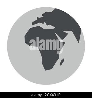 Vereinfachter Erdglobus mit Karte der Welt, die sich auf Afrika konzentriert. Vektorgrafik. Stock Vektor