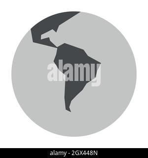 Vereinfachter Erdglobus mit Weltkarte, die sich auf Südamerika konzentriert. Vektorgrafik. Stock Vektor