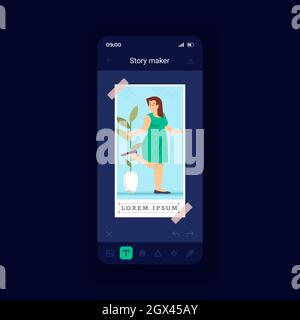 Foto-Editor Nacht-Modus Smartphone-Schnittstelle Vektor-Vorlage Stock Vektor