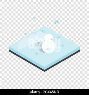 Schneemann und Winter Landschaft isometrische Symbol Stock Vektor