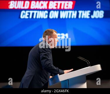 Manchester, England, Großbritannien. Oktober 2021. IM BILD: Lord David Frost bei einer Parteikonferenz. Szenen aus dem Vormittag auf der Konferenz der Konservativen Partei Quelle: Colin Fisher/Alamy Live News Stockfoto