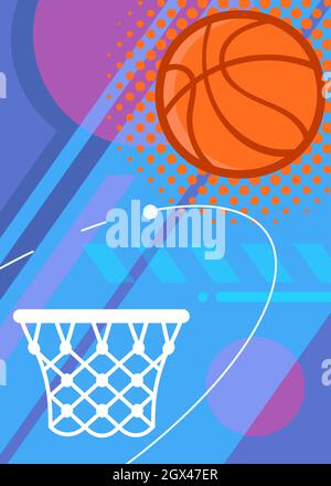 Poster mit Basketball-Elementen. Sport-Plakatmuster in flacher Form. Stock Vektor