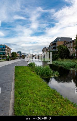 Edinburgh und Glasgow Union Canal, in der Nähe des Endes in Edinburgh, Schottland Stockfoto