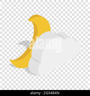 Mond und Cloud isometrische Symbol Stock Vektor