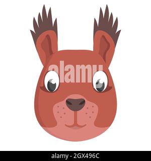 Eichhörnchen Gesichtsansicht von vorne. Tierkopf im Cartoon-Stil. Stock Vektor