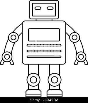 Roboter mit einem quadratischen Kopf Symbol, outline Style Stock Vektor