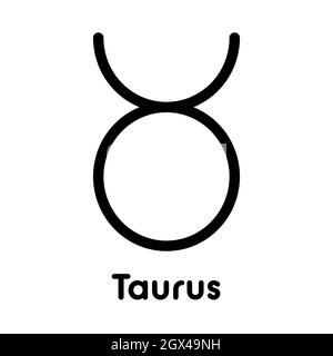 Stier - astrologisches Zeichen. Eines von zwölf Tierkreiszeichen-Symbolen. Einfaches Vektorsymbol für durchgezogene Linien. Stock Vektor