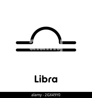 Waage - astrologisches Zeichen. Eines von zwölf Tierkreiszeichen-Symbolen. Einfaches Vektorsymbol für durchgezogene Linien. Stock Vektor