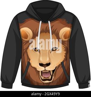 Front of hoodie sweater with lion pattern illustration Stock Vektor