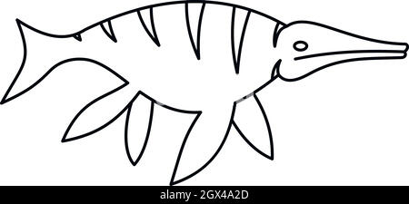 Ichthyosaur Dinosaurier Symbol, outline Style Stock Vektor