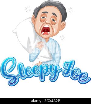 Sleepy Joe Logo Text Design mit Sleepy alten Mann Illustration Stock Vektor