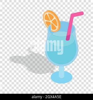 Blue Cocktail mit Scheibe orange isometrische Symbol Stock Vektor