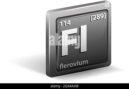 Chemisches Element von Flerovium. Chemisches Symbol mit Ordnungszahl und atomarer Masse. Stock Vektor