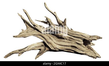 driftwood, Haufen alter Äste isoliert auf weißem Hintergrund Stockfoto
