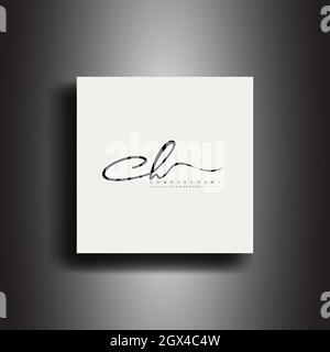 CH Signature Stil Monogramm.kalligrafische Schrift Symbol und Handschrift Vektor Stock Vektor