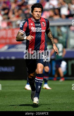 Bologna, Italien. Oktober 2021. Federico Santander vom FC Bologna während des Fußballspiels der Serie A zwischen dem FC Bologna und der SS Lazio im Renato Dall'Ara-Stadion in Bologna (Italien), 3. Oktober 2021. Foto Andrea Staccioli/Insidefoto Kredit: Insidefoto srl/Alamy Live News Stockfoto