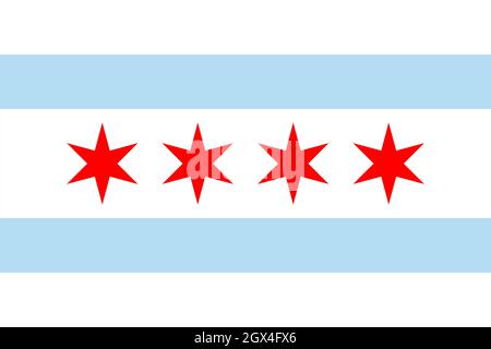 Draufsicht auf Chicago, Illinois, USA Flagge, kein Fahnenmast. Layout der Ebenenkonstruktion. Hintergrund markieren Stockfoto