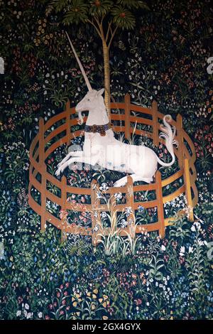 Queens Inner Hall Unicorn Tapestry in Stirling Castle, Schottland Stockfoto