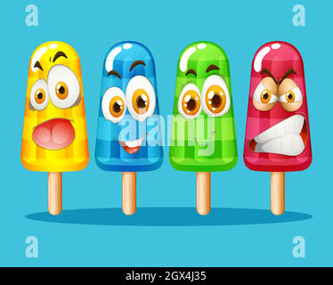 Popsicle mit Gesichtsausdruck Stock Vektor