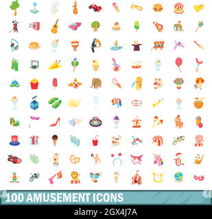 100 Unterhaltung Icons set, cartoon-Stil Stock Vektor