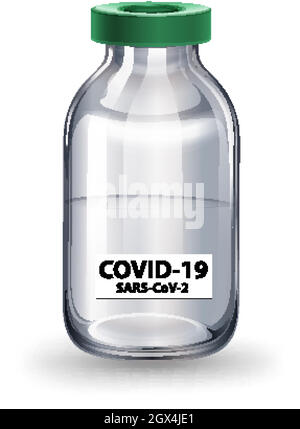Coronavirus-Impfstoffflasche auf weißem Hintergrund Stock Vektor