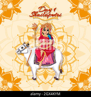 Navaratri Poster Design mit Göttin Stock Vektor