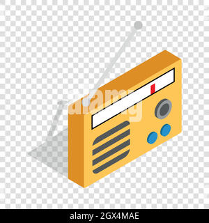 Orange Retro-Radio-Empfänger isometrische Symbol Stock Vektor