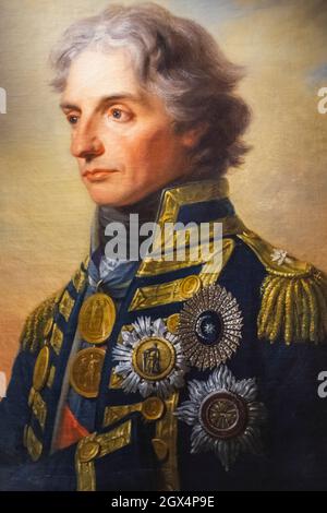 England, Hampshire, Portsmouth, Portsmouth Historic Dockyard, The Royal Navy National Museum, Portrait of Rear Admiral Lord Nelson von Heinrich Fuger d Stockfoto