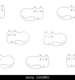 Nahtloses Muster mit niedlichen, fetten weißen Kätzchen. Kreative kindliche weiße Katzen Textur. Ideal für Stoff, Textil Vektor Illustration Stock Vektor