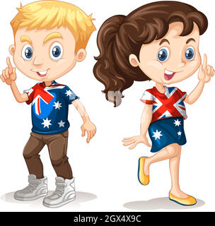 Junge und Mädchen in amerikanischen T-Shirts Stock Vektor