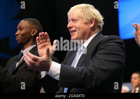 Manchester, Großbritannien. Oktober 2021. Konservative Parteikonferenz 2021. BORIS JOHNSON, 2021 Credit: Allstar Picture Library Ltd/Alamy Live News Stockfoto