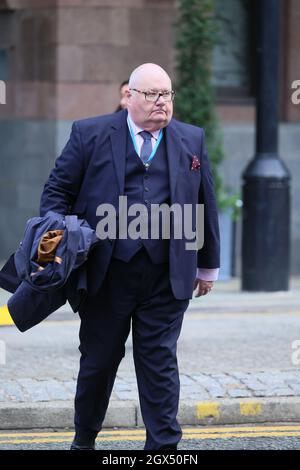 MANCHESTER, GROSSBRITANNIEN. 4. OKTOBER Eric Pickles MP am zweiten Tag der Konferenz der Konservativen Partei in Manchester Central, Manchester am Montag, 4. Oktober 2021. (Quelle: MI News) Stockfoto