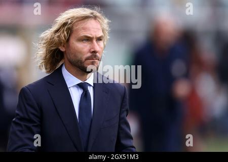 Pavel Nedved, Vizepräsident des FC Juventus, blickt während des Serie-A-Spiels zwischen Turin und Juventus FC auf. Stockfoto